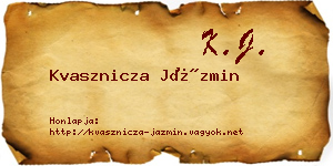 Kvasznicza Jázmin névjegykártya